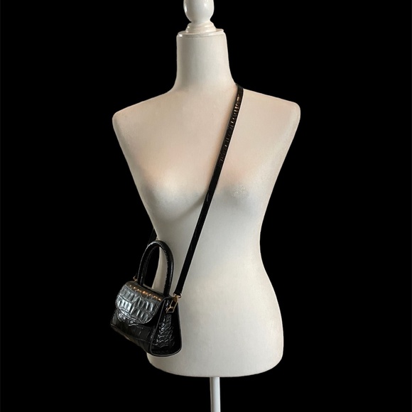Authentic BY FAR Mini Black Croco Embossed Leather Top Handle/ Crossbody - NWT - Picture 2 of 8